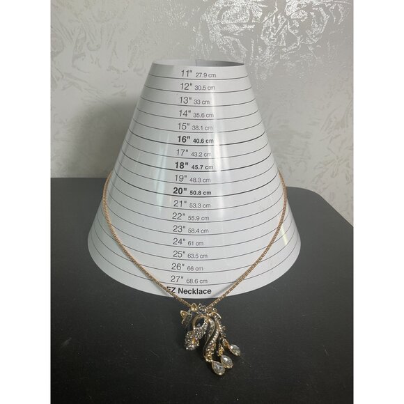 Crystal Horse Zebra Pendant Necklace Brooch Rhinestones & Gold Chain - Picture 2 of 6